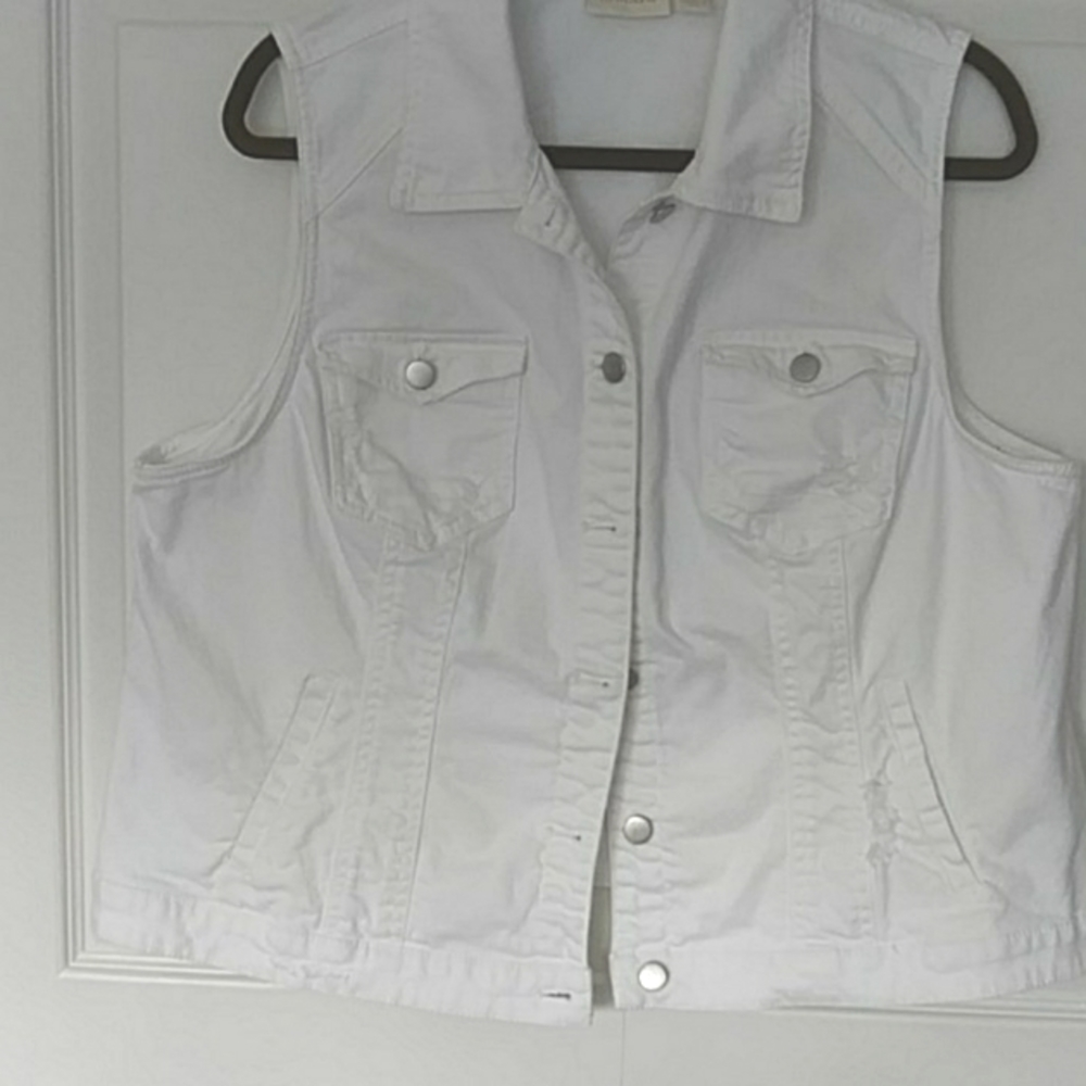 white denim slightly distressed vest